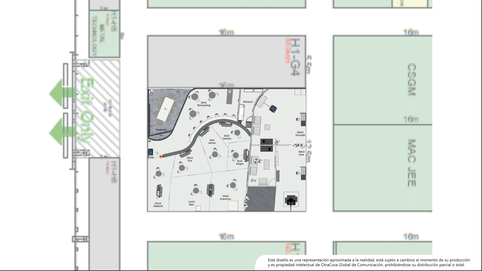 Vista general del pabellón